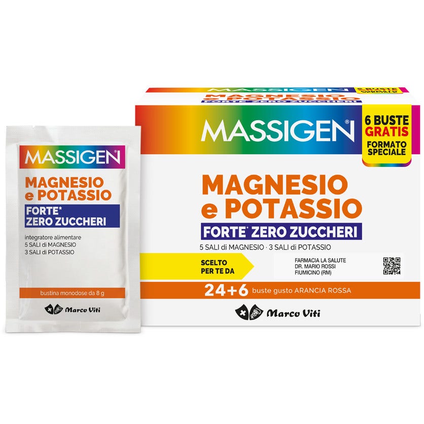 MASSIGEN MAGNESIO POTASSIO FORTE SENZA ZUCCHERO 24+6 BUSTINE